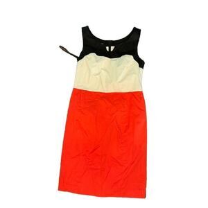 Bebe Women's Size L Stretch Bodycon Sheath Dress White Black Red